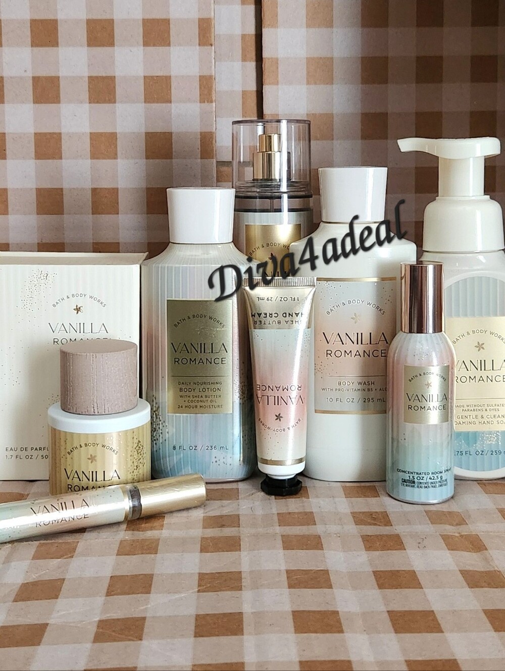 Bath & Body Works VANILLA ROMANCE 1.7 FL OZ EDP + 8PC Collection Set Bundle